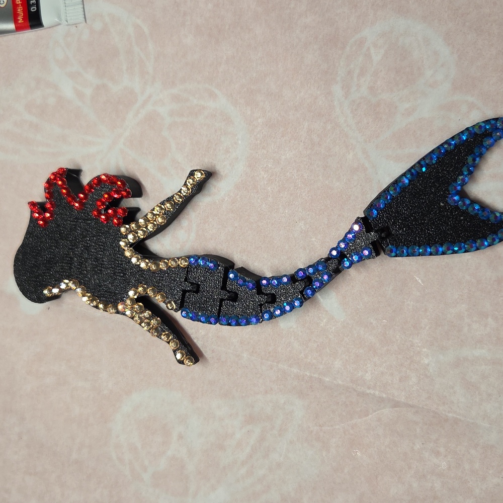 Hand Crafted 3-D printed and Blingy Mermaid Bag Charm